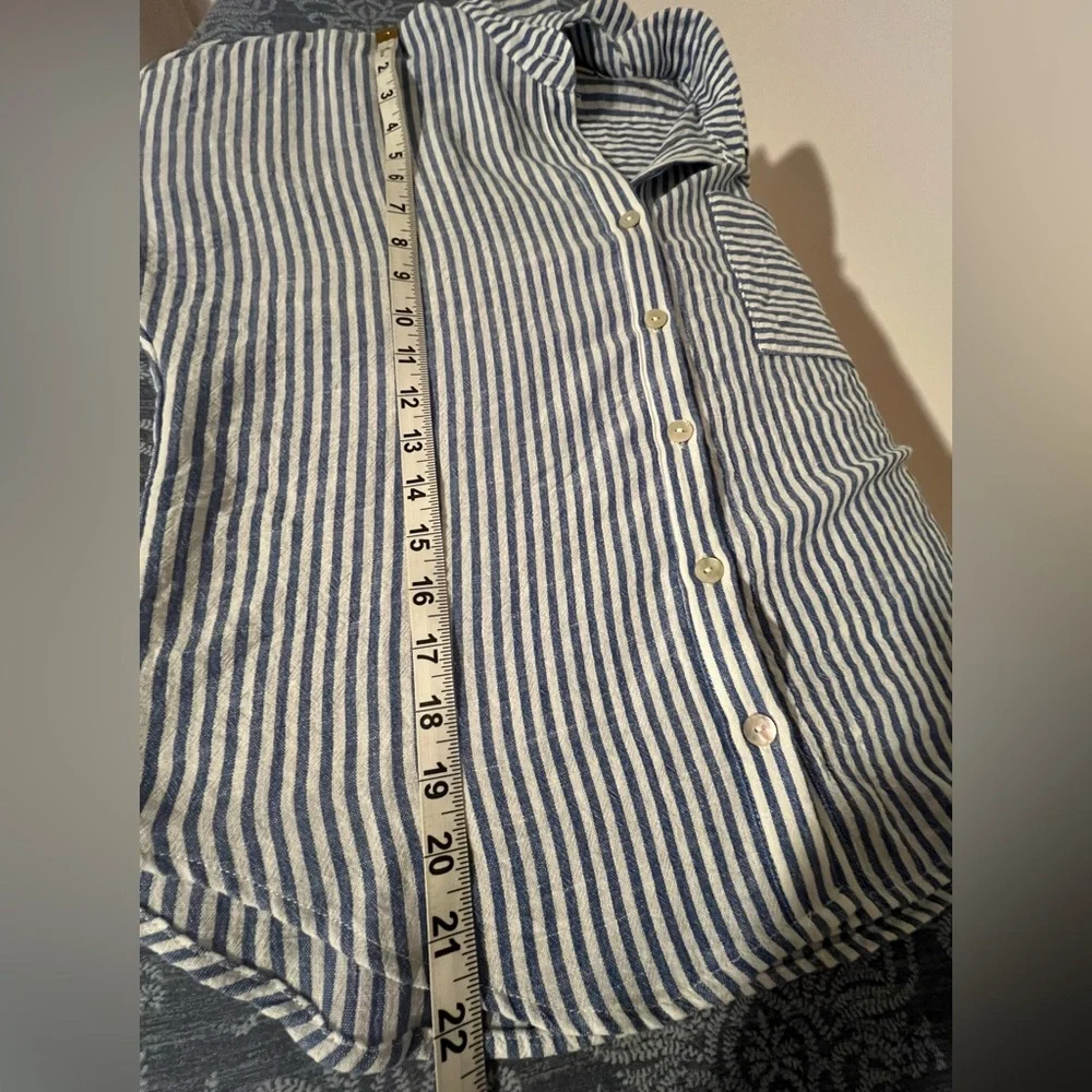 Navy and White Striped Button-Up shirt - Picture 7 of 7